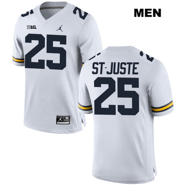 Men's NCAA Michigan Wolverines Benjamin St-Juste #25 White Jordan Brand Authentic Stitched Football College Jersey XU25E56OE